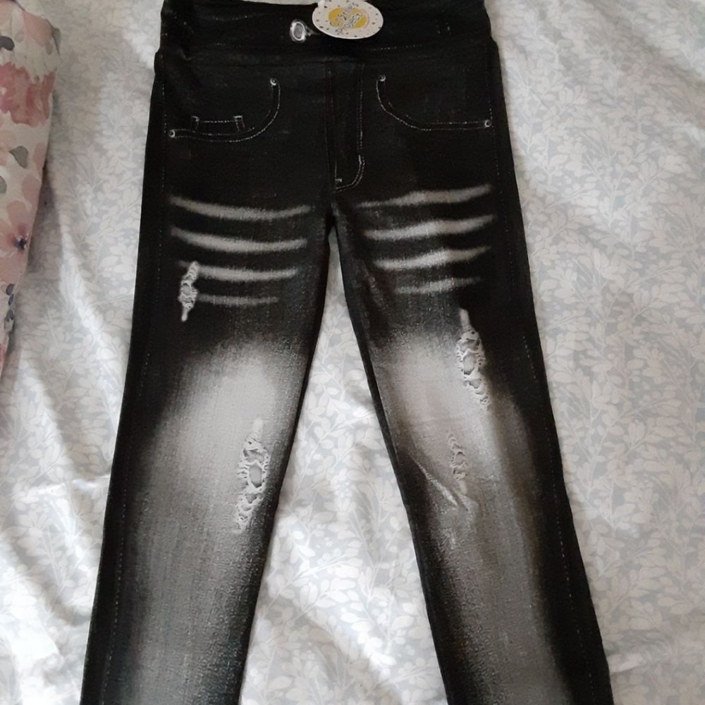 Size tween black denim leggings